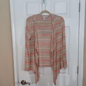 American Rag Delicate Knit Striped Cardigan Hoodie b225